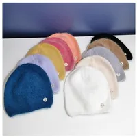 Simple M Standard Rabbit Fur Wool Hat Female   Autumn And Winter Japanese Pure Color Cold Hat Warm Pullover Knitted Hat Fashion main image 2