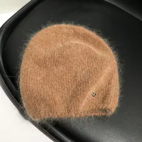 Simple M Standard Rabbit Fur Wool Hat Female   Autumn And Winter Japanese Pure Color Cold Hat Warm Pullover Knitted Hat Fashion main image 4