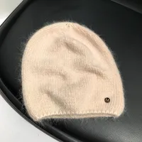 Simple M Standard Rabbit Fur Wool Hat Female   Autumn And Winter Japanese Pure Color Cold Hat Warm Pullover Knitted Hat Fashion sku image 1