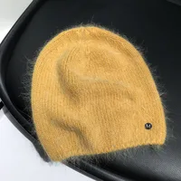 Simple M Standard Rabbit Fur Wool Hat Female   Autumn And Winter Japanese Pure Color Cold Hat Warm Pullover Knitted Hat Fashion sku image 2