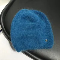 Simple M Standard Rabbit Fur Wool Hat Female   Autumn And Winter Japanese Pure Color Cold Hat Warm Pullover Knitted Hat Fashion sku image 3
