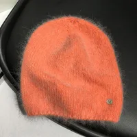 Simple M Standard Rabbit Fur Wool Hat Female   Autumn And Winter Japanese Pure Color Cold Hat Warm Pullover Knitted Hat Fashion sku image 4