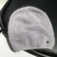 Simple M Standard Rabbit Fur Wool Hat Female   Autumn And Winter Japanese Pure Color Cold Hat Warm Pullover Knitted Hat Fashion sku image 5