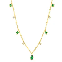Exquisite Retro Emerald Neck Simple Elegant S925 Sterling Silver Gold Plated Clavicle Chain Niche Design Necklace For Women sku image 1