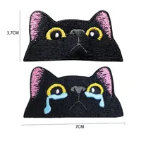 HaiKe Outdoor Pink Ears Black Cat Cloth Badge Embroidered Cat  Seal Clothing Backpack Sticker main image 2