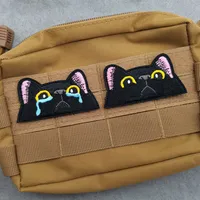 HaiKe Outdoor Pink Ears Black Cat Cloth Badge Embroidered Cat  Seal Clothing Backpack Sticker main image 3