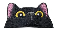 HaiKe Outdoor Pink Ears Black Cat Cloth Badge Embroidered Cat  Seal Clothing Backpack Sticker sku image 1