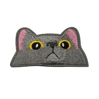 HaiKe Outdoor Pink Ears Black Cat Cloth Badge Embroidered Cat  Seal Clothing Backpack Sticker sku image 5
