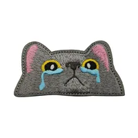 HaiKe Outdoor Pink Ears Black Cat Cloth Badge Embroidered Cat  Seal Clothing Backpack Sticker sku image 6