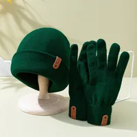 2 Pieces Men's And Women's  Leather Label Hat + Leather Label Gloves Y2g Wind Warm Breathable  (two-piece Set) main image 4