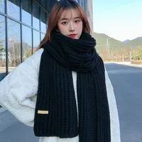 Korean Style New Fashion  Solid Color Knitted Wool Scarf Women's Autumn And Winter Thickened Warm Neck For Couple Men main image 1