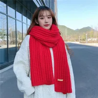 Korean Style New Fashion  Solid Color Knitted Wool Scarf Women's Autumn And Winter Thickened Warm Neck For Couple Men sku image 3