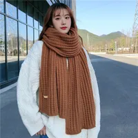 Korean Style New Fashion  Solid Color Knitted Wool Scarf Women's Autumn And Winter Thickened Warm Neck For Couple Men sku image 4