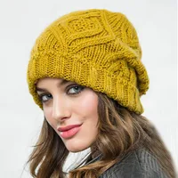 Explosions Diamond Square Soft Coarse Wool Knitted Hat Women's Hat Fashion Autumn And Winter Wool Hat main image 1
