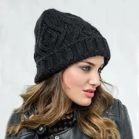 Explosions Diamond Square Soft Coarse Wool Knitted Hat Women's Hat Fashion Autumn And Winter Wool Hat main image 3