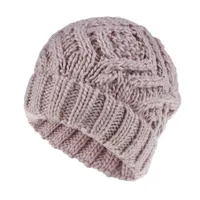 Explosions Diamond Square Soft Coarse Wool Knitted Hat Women's Hat Fashion Autumn And Winter Wool Hat sku image 3