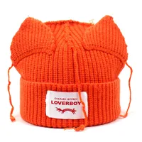 Women's Distinctive Ear Knitted Hat Funny Loving Fashion Wool Hat Letter Curled Beanie Cap main image 1