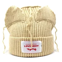 Women's Distinctive Ear Knitted Hat Funny Loving Fashion Wool Hat Letter Curled Beanie Cap main image 5