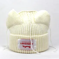 Women's Distinctive Ear Knitted Hat Funny Loving Fashion Wool Hat Letter Curled Beanie Cap sku image 3