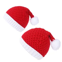New Christmas Hat Red Fur Ball Warm Knitted Hat Christmas Accessories Dress Up Hat  Wool Hat main image 2