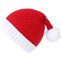 New Christmas Hat Red Fur Ball Warm Knitted Hat Christmas Accessories Dress Up Hat  Wool Hat main image 5