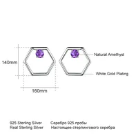 18K Gold Plated 925 Sterling Silver 925 Sterling Sliver Silver Amethyst Hexagon EARRINGS Hoop Earrings main image 6