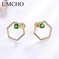18K Gold Plated 925 Sterling Silver 925 Sterling Sliver Silver Amethyst Hexagon EARRINGS Hoop Earrings sku image 3