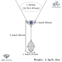 Sterling Silver Long-Lasting Plated Zircon Inlay Devil's Eye  Pendant Necklace main image 2