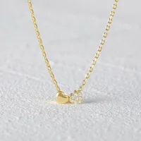 925 Sterling Silver Long-Lasting Plated Zircon Inlay Heart Shape Pendant Necklace main image 1