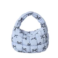 Women's Nylon Printing Bow Knot Classic Style Cloud Shape Zipper Cloud Shape Bag Handbag sku image 5