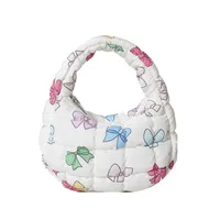 Women's Nylon Printing Bow Knot Classic Style Cloud Shape Zipper Cloud Shape Bag Handbag sku image 7