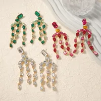 1 Pair Elegant Simple Style Geometric Rhinestone Drop Earrings main image 2