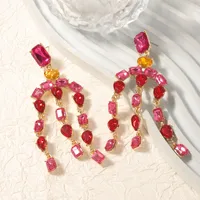 1 Pair Elegant Simple Style Geometric Rhinestone Drop Earrings sku image 2