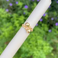 Copper 18K Gold Plated Inlay Geometric Heart Shape Zircon Open Rings main image 4