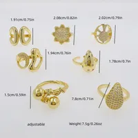 Copper 18K Gold Plated Inlay Geometric Heart Shape Zircon Open Rings main image 2