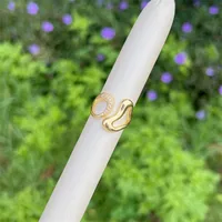 Copper 18K Gold Plated Inlay Geometric Heart Shape Zircon Open Rings main image 7