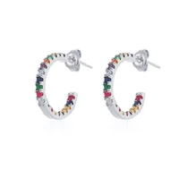 1 Pair Modern Style Classic Style C Shape Copper Zircon Ear Studs main image 4