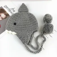 Autumn And Winter Baby Sweet Cute Shark Knitted Hat For Boys And Girls Warm Ear Protective Hat For Children Wool Hat main image 3