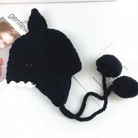 Autumn And Winter Baby Sweet Cute Shark Knitted Hat For Boys And Girls Warm Ear Protective Hat For Children Wool Hat main image 4