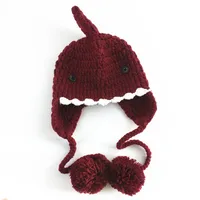 Autumn And Winter Baby Sweet Cute Shark Knitted Hat For Boys And Girls Warm Ear Protective Hat For Children Wool Hat main image 5