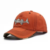 New Men's Spring And Summer Fishbone Embroidered Baseball Cap Outdoor Fishing Peaked Cap  Casual Sun Hat main image 4