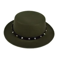 British Style  Belt Flat Top Hat Personality Street Performance Woolen Hat Classic Jazz Hat Wholesale sku image 10