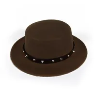 British Style  Belt Flat Top Hat Personality Street Performance Woolen Hat Classic Jazz Hat Wholesale sku image 11