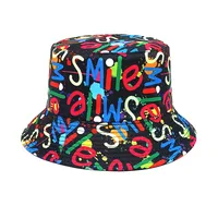 New Colorful Graffiti Letter Fisherman Hat Trendy Men's And Women's Personalized Hip Hop Double-sided Basin Hat Printed Sun Hat main image 1