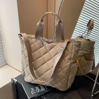 Autumn And Winter Large Capacity Commuter Tote Bag Student Class Shoulder Bag Korean Style Cotton Clothes Messenger Bag Soft Glutinous Portable Cloth Bag main image 2