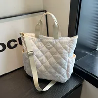 Autumn And Winter Large Capacity Commuter Tote Bag Student Class Shoulder Bag Korean Style Cotton Clothes Messenger Bag Soft Glutinous Portable Cloth Bag main image 3