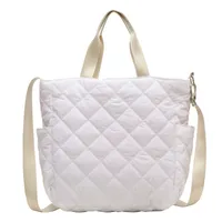Autumn And Winter Large Capacity Commuter Tote Bag Student Class Shoulder Bag Korean Style Cotton Clothes Messenger Bag Soft Glutinous Portable Cloth Bag sku image 1