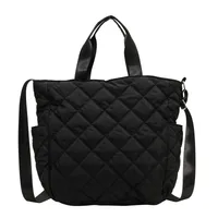 Autumn And Winter Large Capacity Commuter Tote Bag Student Class Shoulder Bag Korean Style Cotton Clothes Messenger Bag Soft Glutinous Portable Cloth Bag sku image 2
