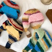 Unisex Casual Stripe Eaveless Wool Cap main image 1
