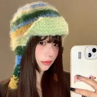 Unisex Casual Stripe Eaveless Wool Cap main image 2